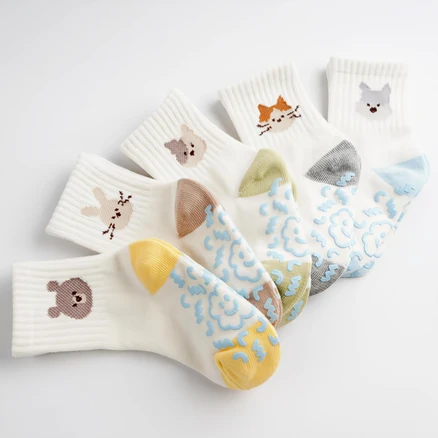 비바세븐 아동용 위시 미끄럼방지 중목 양말 5족 세트