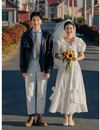 레트로 웨딩드레스 2부드레스 드레스 의상 복고 스몰웨딩드레스