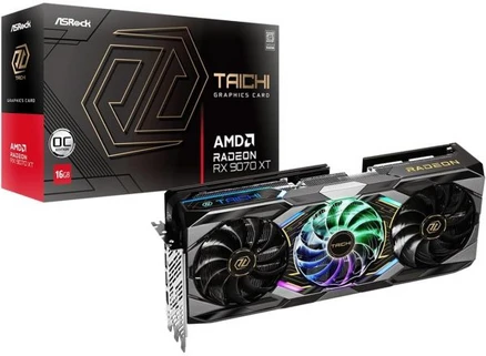 ASRock AMD 라데온 RX 9070 XT 타이치 16GB OC 3100 MHz 20 Gbps GPU GDDR6 256비트 PCIe5 0 듀얼 BIOS 850W RT AI