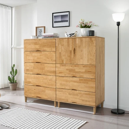 [특가할인] 웰리스가구 데이지 국내산 고무나무 원목 5단 서랍장 3단 문수납장(W800) 옵션선택, 데이지 3단서랍장_도어형_네추럴