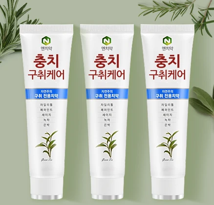 엔치약 충치 구취 케어 천연 생약추출 입냄새 구취제거 고불소 불소 1450ppm, 130g, 3개