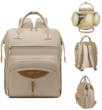 FONOW 기저귀가방 멀티 엄마 패션 백팩, 살구색