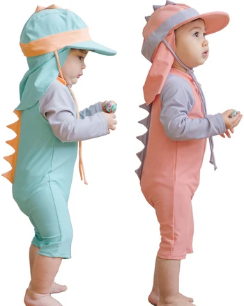 삐까부 뿔공룡 우주복 래시가드 모자 세트 아기 수영복