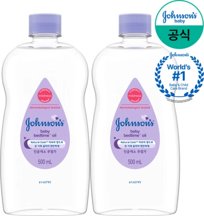 존슨즈 베드타임 베이비 오일, 500ml, 2개