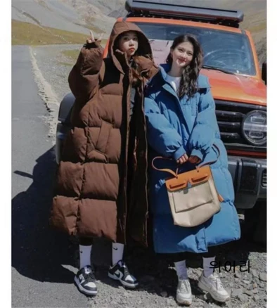 ANYOU 겨울 여자롱패딩 여성 따뜻한 롱패딩 롱 후드 코트