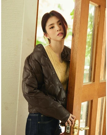 (국내 정품) 지오다노 한소희 여자 덕다운 퀼팅 경량 패딩