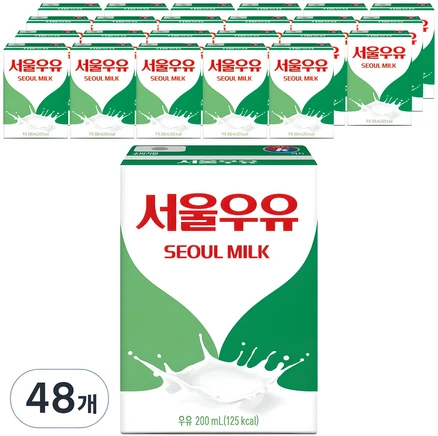 서울우유 멸균 흰우유, 200ml, 48개