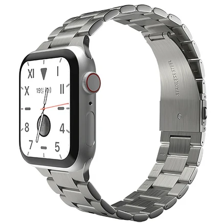 신지모루 3연 디자인 스테인리스 메탈 쥬빌레 스마트워치 밴드 스트랩, 실버