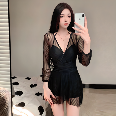 NUNUHANA 체형커버 휴양지 원피스 비치웨어 수영복 Z27, 블랙-추천-상품
