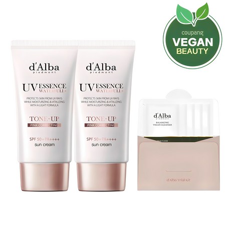 달바 워터풀 톤업 선크림 SPF 50+ PA++++ 50ml x 2p + 밸런싱 비건 젤 클렌저 15ml 세트, 1세트-추천-상품