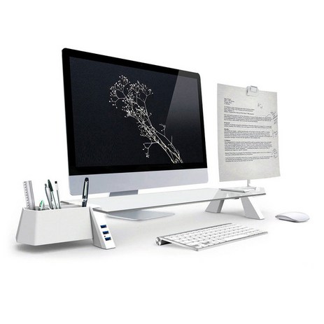 천하지엘씨 스마트독 브릿지 USB3.0 모니터 받침대, 화이트 + 투명, 1개-추천-상품