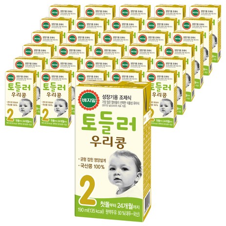 베지밀 토들러 우리콩 유아식 2단계 190ml, 원액두유, 64개-추천-상품