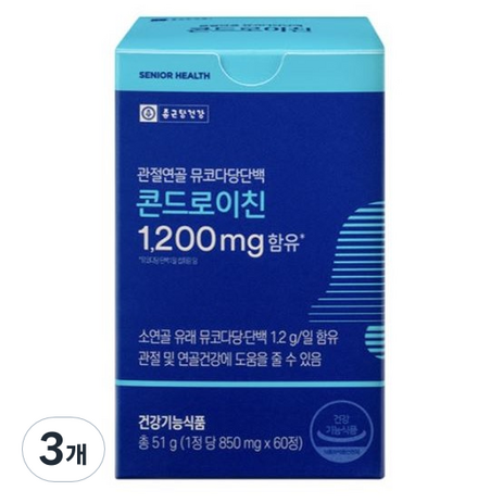 종근당건강 관절연골 뮤코다당단백 콘드로이친 1200mg, 60정, 3개-추천-상품