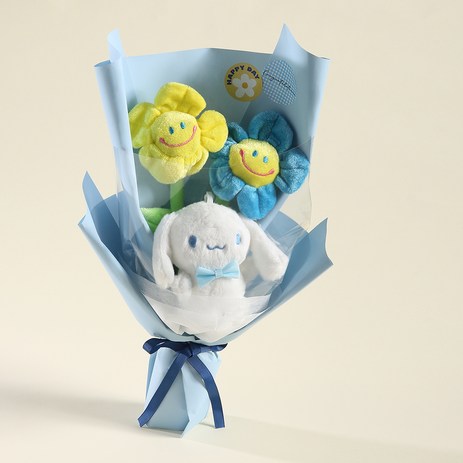 뷰티풀데코센스 캐릭터 인형 꽃다발, 블루-추천-상품