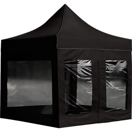 윈에어 캐노피천막 방수지붕 + 프레임 + 투명일반형 바람막이 ABD세트, 블랙-추천-상품