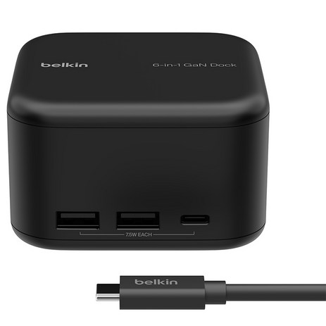 벨킨 USB C 6 in 1 코어 GaN 독 130W INC018qcBK, 블랙, 6개-추천-상품