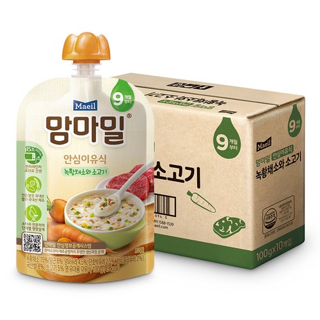 맘마밀 안심이유식 9개월부터, 녹황채소와 소고기, 100g, 10개-추천-상품