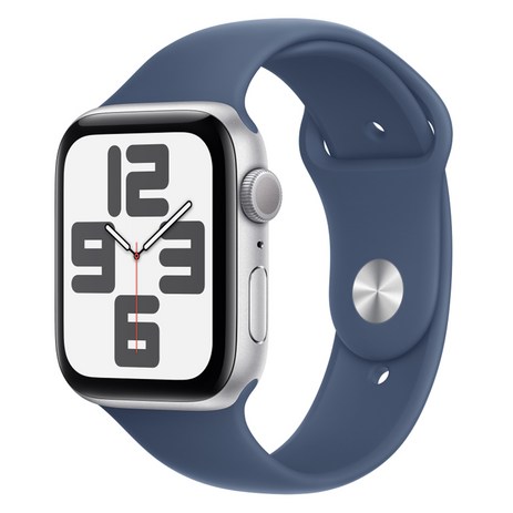 Apple 정품 2024 애플워치 SE 2세대 알루미늄 케이스, 44mm, GPS, 실버 / 데님 스포츠 밴드, S/M-추천-상품