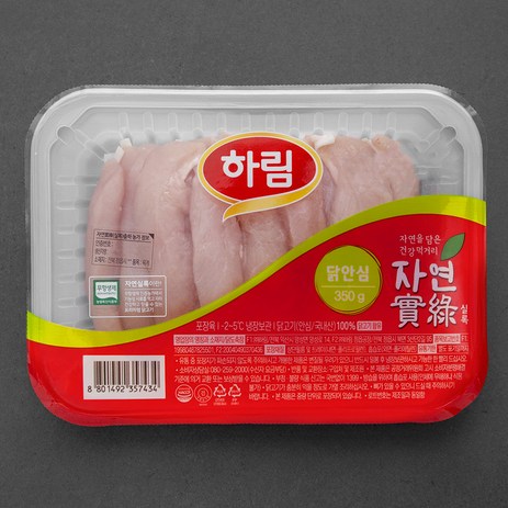 하림 자연실록 무항생제 인증 닭 안심 (냉장), 350g, 1개-추천-상품