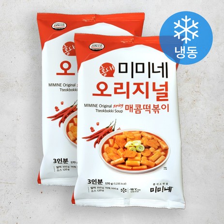 미미네 오리지널 매콤 떡볶이 (냉동), 570g, 2봉-추천-상품