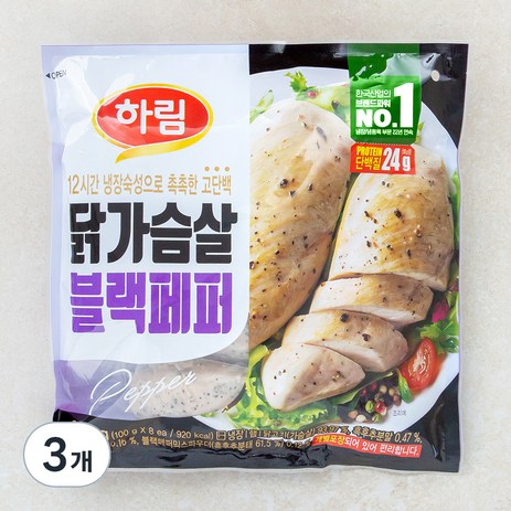 하림 닭가슴살 블랙페퍼 8개입, 800g, 3개-추천-상품