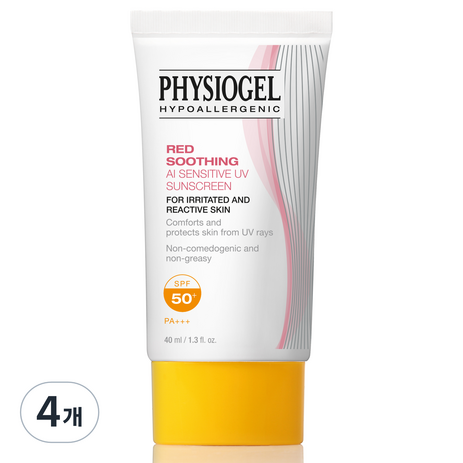 피지오겔 레드 수딩 AI 선스크린 SPF50+ PA+++, 40ml, 4개-추천-상품