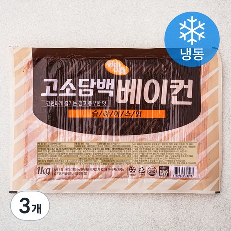 웰쿠스 고소담백 베이컨 슬라이스형 (냉동), 1kg, 3개-추천-상품