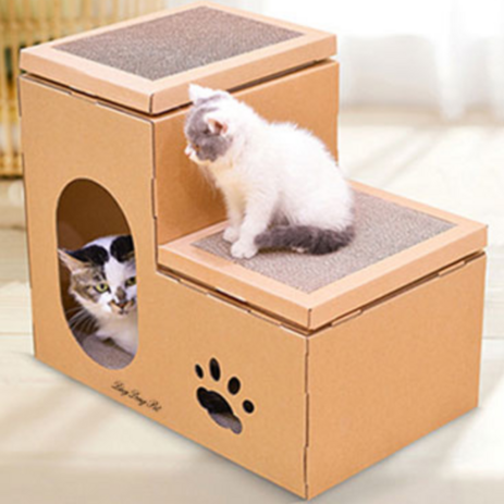 딩동펫 고양이 스텝 스크래쳐 하우스, 혼합색상, 1세트-추천-상품