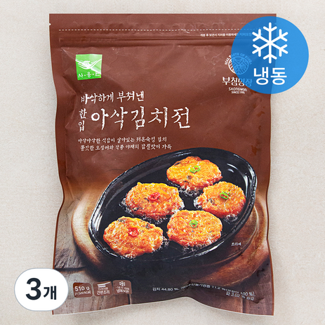 부침명장 사옹원 한입 아삭김치전 (냉동), 510g, 3개-추천-상품