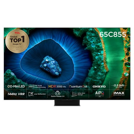 TCL 4K UHD QLED QD-MiniLED 안드로이드12 TV, 164cm(65인치), 65C855, 스탠드형, 방문설치-추천-상품