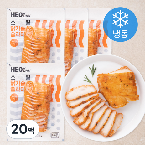 허닭 스팀 닭가슴살 슬라이스 케이준맛 (냉동), 100g, 20팩-추천-상품