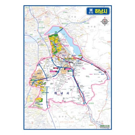 지도닷컴 경기도 하남시 관내도 코팅형 110 x 150 cm, 1개-추천-상품