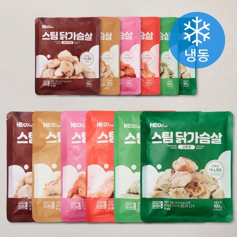 허닭 스팀 닭가슴살 100g 6종 x 2p 세트 (냉동), 1세트-추천-상품