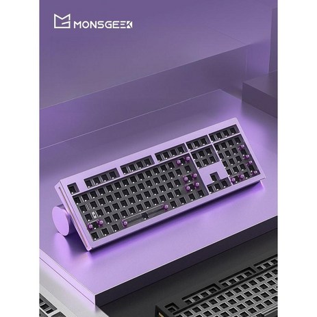 MONSGEEK 몬스긱 M5W 무선 알루미늄 풀배열 기계식키보드 베어본, 네, 보라색 키트 - 108 키, 가스켓 알루미늄 텀블링 키트-추천-상품