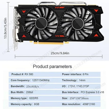 몽키그래픽 그래픽 카드 그레픽카드 GTX 1060 RX 580 데스크탑 컴퓨터 게이밍 1GB-8GB 비디오 GT1030 GT730 GT610 GT210 GTX650, 02 RX580 8G GDDR5-추천-상품