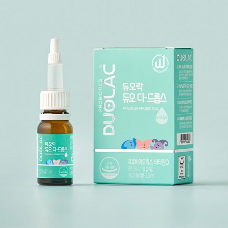 [듀오락]듀오 디 드롭스7.5ml (45일분) 2개 / 아기 액상 유산균 + 비타민D(드롭퍼 포함), 7.5ml-추천-상품