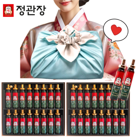 정관장 활기력 32병(16병 X 2개) 선물세트 + 고급 보자기 포장 (숀글로벌), 화사한 파스텔블루, 1개, 640ml-추천-상품