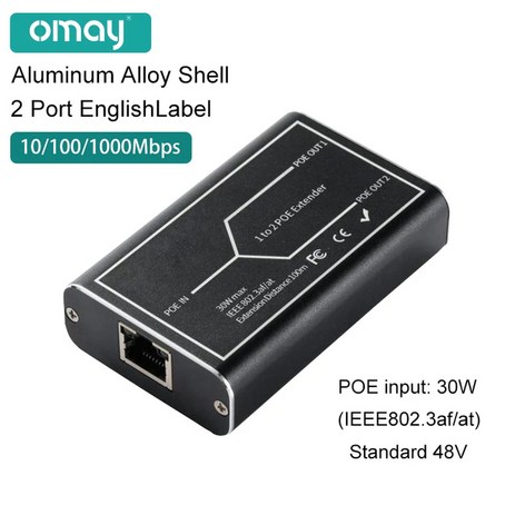 1~ 2 포트 POE 확장기 10/100/1000Mbps IEEE 802.3af/at 표준 48V NVR IP 카메라 poe용 범위 100 미터, 03 Aluminum shell 100M, 1개-추천-상품