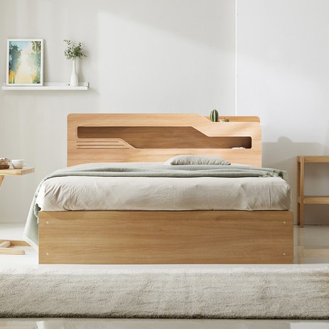 [즉시할인2만원+2000조돌파!] 파로마 캐럴2 LED조명 3단 수납침대 퀸 Q 프레임만, 오크-추천-상품