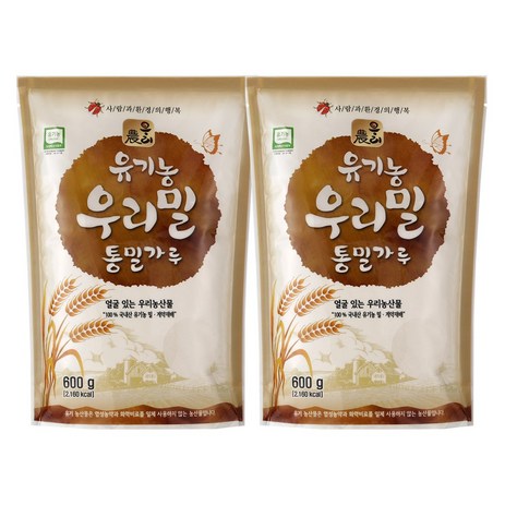 우리 유기농 우리밀 통밀가루, 600g, 2개-추천-상품