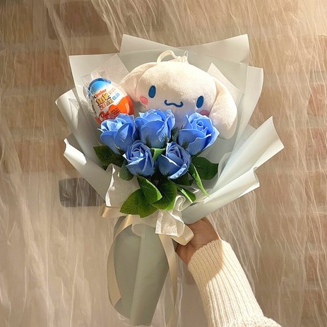 로맨틱앤 산리오 인형 꽃다발 킨더조이꽃다발, 시나모롤 블루, 1개-추천-상품