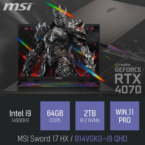 MSI 소드 17 HX B14VGKG-i9 QHD, WIN11 Pro, 64GB, 2TB, 그레이-추천-상품