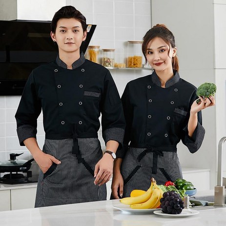 조리사복 7부 식당 제과 제빵 요리사 쉐프복 위생복 상의+앞치마 Cook's clothes-추천-상품