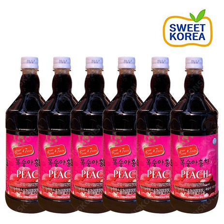 스위트코리아 복숭아 1000ml X 6개/액상음료 과일음료 원액 복숭아아이스티, 6개-추천-상품