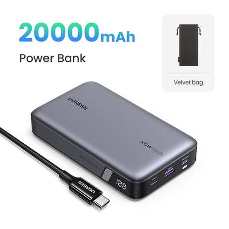 보조베터리 고속 UGREEN 100W 휴대용 프로 보조베터리 아이폰 노트북 145W 25000mAh 샤오미 맥북 PD 충전 컴퓨터용, 없음, 3) 20000mAh-추천-상품