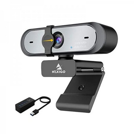 NexiGo AutoFocus 1080P 60FPS Webcam 4포트 USB 3.0 Hub 마이크 FHD Web 카메라 개인 정보 보호 커버 고속 데이터 허브 줌/스카이프/팀 티-추천-상품