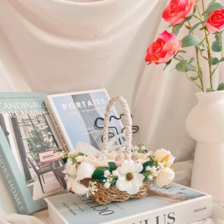 [미니꽃다발증정] 조화 화동 바구니 링베어러 꽃바구니 예동 예물교환, 리뷰쓸게요 미니다발주세요~!, S size, emerald blue, 1개-추천-상품