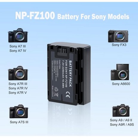 2팩 NP-FZ100 배터리 & 소니 알파 A7 IV / III A7R V A7S A7C A6600 FX3 A9 II A1 충전식 카메라-추천-상품