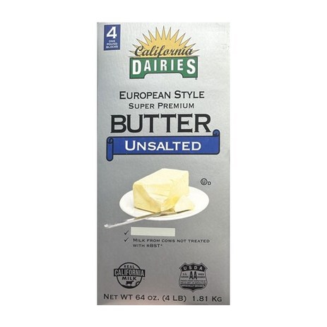 코스트코 CALIFORNIA DAIRIES 유러피언 무염버터 453x4 냉장, 453g, 4개-추천-상품