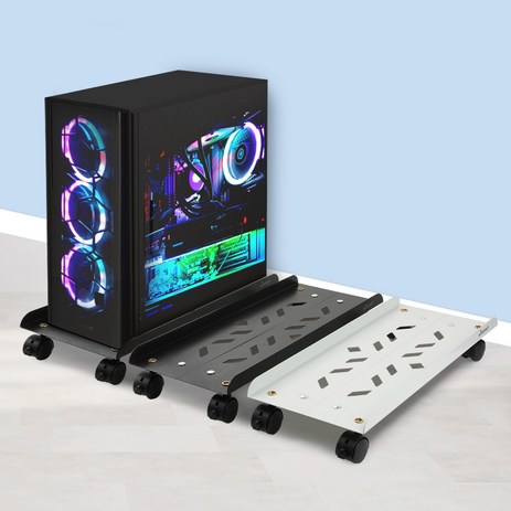 [이동식] 컴퓨터 본체 받침대 PC 데스크탑 거치대 선반 다이, 화이트, 1개-추천-상품